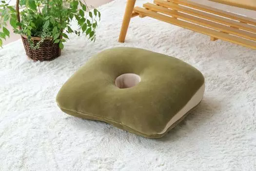 Ikehiko Cushion Plain Round Seat Comfortable Fit Mu Green 40 x 37cm Fluffy Approx. #9844523