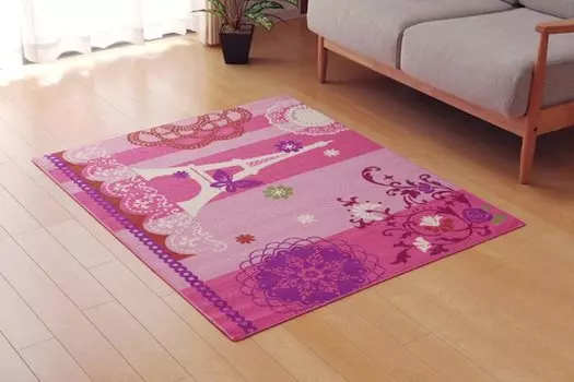 Ikehiko Desk Carpet for Girls Eiffel Pattern Rectangle Jenne Two Pink 110 x 133cm Approx. #4720729