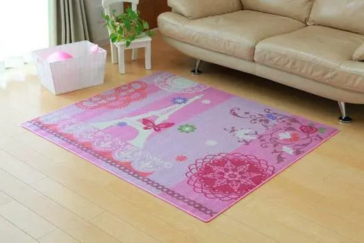 Ikehiko Desk Carpet Rug 1 Tatami Mat Girl Eiffel Pattern Pink 110 x 133 cm Jenne Approx.