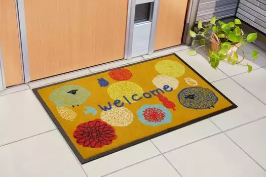 Ikehiko Entrance Mat Foresta Orange 47 x 75 cm Floral Pattern Outdoor Mat Approx. #2042009