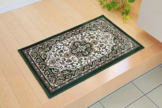 Ikehiko Entrance Mendel 67 x Dynasty Washable Mat, Green, Approx. 110cm, Pattern, Frame, #2027770 зелёный