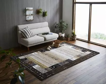 Ikehiko Entrance Selectable Mat Rug Wilton Single Item Ibiza Brown 80 x 140cm Thickness 15mm Made in Turkey Hard to Fold Durable Elasticity