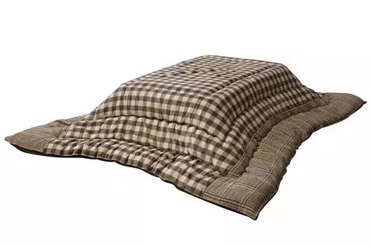 Ikehiko Футон для котацу Клетчатый квадратный 205 x 205 см Коричневая клетка Сделано в Японии Прибл.. #5182119 коричневый