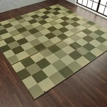 Ikehiko Igusa Flower Mat F Block Edoma 1 tatami 87 x 174 cm Green Made in Japan Urethane Back Approx. #4118001 зелёный