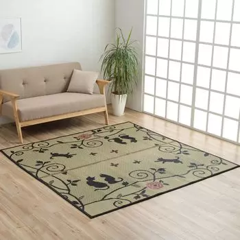 Ikehiko Igusa Rug Carpet 3 Tatami Rectangle DX Kuroneko 176 x 230cm Backing Hiba Processing Approx. #8165410