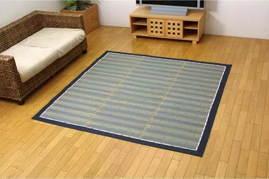 Ikehiko Igusa Rug Carpet Square DX Kyo Monogatari Blue 180 x 180cm Backed Approx. #8143020