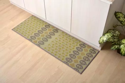 Ikehiko Igusa Tatami Mat Igusa Kitchen Mat Flower Garden 60 x 270cm Gray Made of domestic rush processing Simple design Approx. Non-slip #8240180