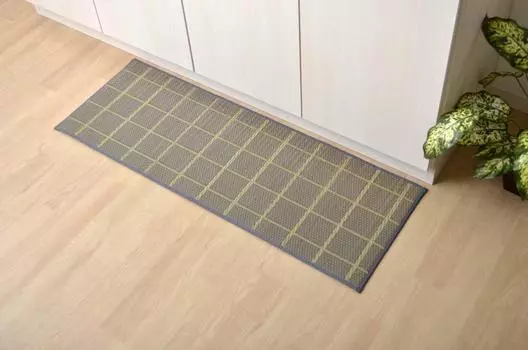 Ikehiko Igusa Tatami Mat Igusa Kitchen Mat Check 43 x 180 см Серый Изготовлен из отечественного тростника Простой дизайн Прибл.. Нескользящий #8239710 серый