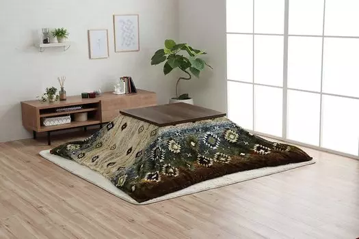 Ikehiko Kotatsu Cover Oliver Approximately 195 x 245 cm Brown Rectangular Zipper Single Item Water Repellent Processing Geometric Pattern Washable