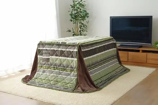 Ikehiko Kotatsu High Type Одеяло прямоугольное с иглой 235 x 290 см Зеленая кайма приблизительно. #6823199