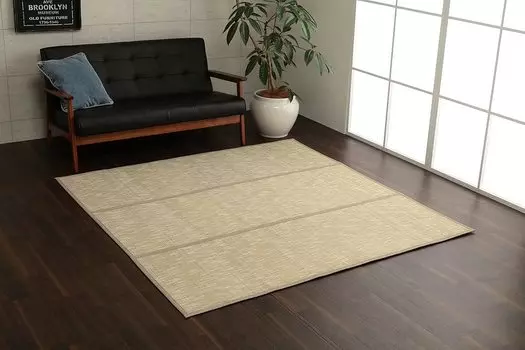Ikehiko Rug Carpet Bamboo CX Lux Rug Summer Natural Material Stylish Antibacterial and Odor Resistant Ivory 180 x 180 cm Approx. #5390460