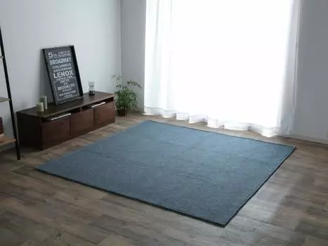 Ikehiko Rug Carpet Mat 2 Tatami Jacquard Navy 185 x 185cm Carpet Approx. (Hot Compatible) #9831317