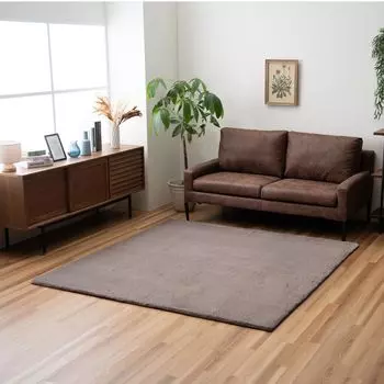Ikehiko Rug Carpet Mat Compatible with Hot Carpets Volume Square Fary Sepia Brown 180 x 180cm Washable For 2 Tatami Mats Colorful Fluffy Overlock