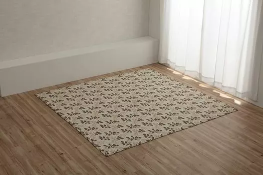 Ikehiko Rug Carpet Multi Cover Stylish Washable Leaves Rectangle 190 x 240cm Beige Cotton Leaf Washable Quilt Reversible Bedspread Kotatsu Cover Sofa