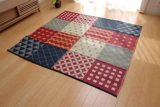 Ikehiko Rug Carpet PP Carpet Polypropylene Carpet Washable Machine 2 Tatami Mats Broad Red 174 x 174 cm (Not Washable) Approx. #2112950 красный