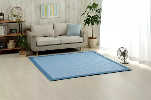 Ikehiko Rug Carpet Rectangle Landa Blue 180 x 240 cm Cool to the touch Hand wash Plain Quilted Simple Approx. Non-slip #1294230045101
