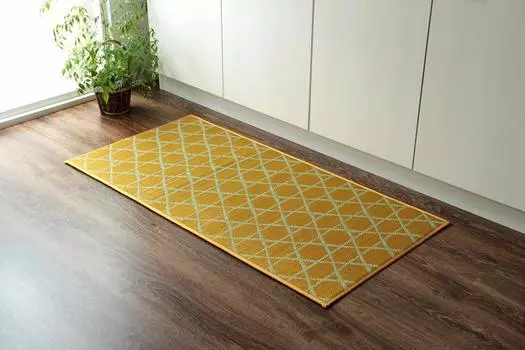 Ikehiko Rush Mat Kitchen 60 x Made in Japanese Modern Mat, Kagome, Approx. 180cm, Yellow, Japan, Non-Slip Processing, Simple, #8243630 жёлтый