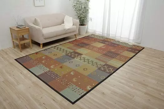 Ikehiko Rush Rug Backing Flower Mat Carpet Rug Gabbeh Pattern Antibacterial Deodorizing Deodorizing DX Serena Edoma 3 Tatami 174 x 261cm Fabric Red