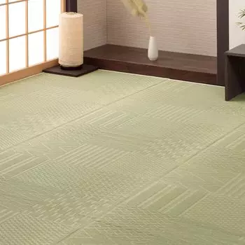 Ikehiko Rush Rug Carpet Hanagoza Tatami Overlay Rectangular Checkered Pattern Natural Approximately 255 x 340cm 6 tatami mats between apartment