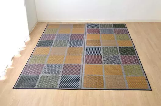 Ikehiko Rush Rug Domestic F Ichimatsu Japanese Pattern Blue 191 x 250cm Approx. #1715830