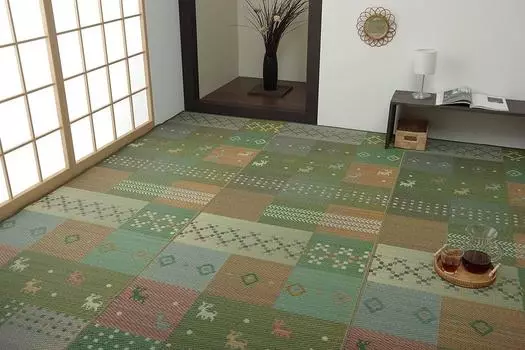 Ikehiko Rush Rug Flower Mat Carpet Rug Gabbeh Pattern Antibacterial Deodorizing Deodorizing Serena Edoma 6 Tatami 261 x 352cm Green Approx. #4338006 зелёный