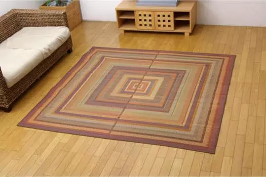 Ikehiko Rush Rug Made in Fukuro Mie DX 191 x 191 Backed Carpet, Japan, Weave, Gradient, Brown, Approx. cm, #1709170