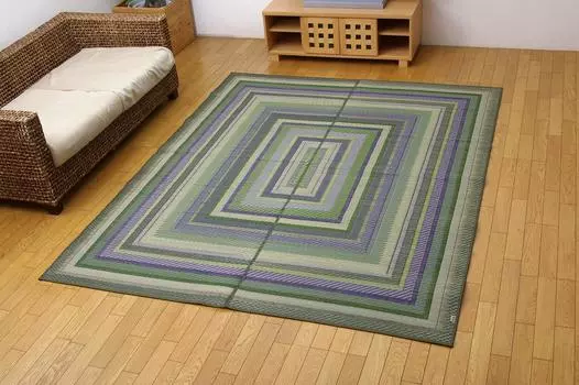 Ikehiko Rush Rug Made in Fukuro Mie DX 191 x 191 Backed Carpet, Japan, Weave, Gradient, Green, Approx. cm, #1709720