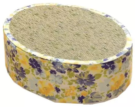 Ikehiko Stool Rush Flower Pattern Oval Blue 45 x 35 x H15cm Fontana Stool Approx.