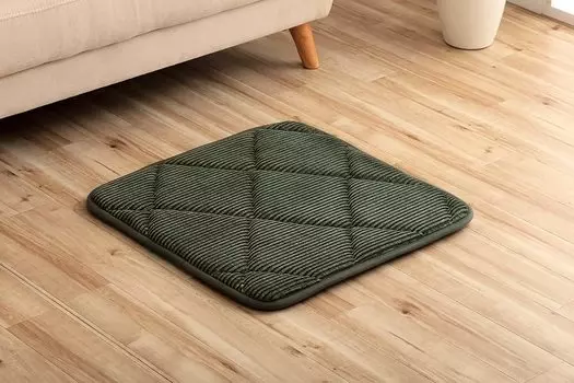 Ikehiko Zabuton Cushion Ground 60 x 60cm Green Square Plain Corduroy Fluffy Quilt Approx. Non-slip #9385739
