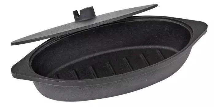 Ikenaga Iron Works Grill Oven IH Grilled Sweet Grilled Fish Pan, Pan, Compatible, Potato,