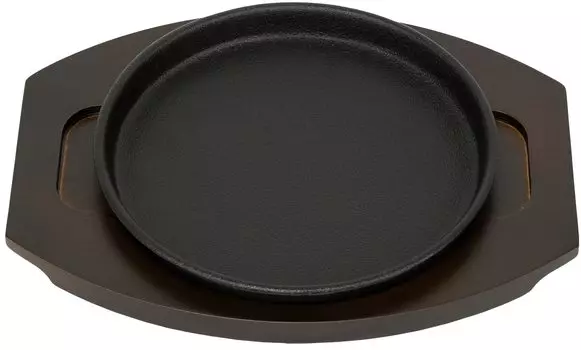 Ikenaga Iron Works Iron Plate Yakisoba Plate 18cm IH Compatible with Wooden Stand 334