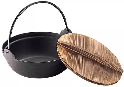 Ikenaga Iron Works Irori Iron Wooden Lid For Hospitality Gourmet Hokka Other Iron Pot Горшок, горшок, 27 см, в комплекте, на 3-4 персоны, чёрный