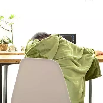 IKENOKOI носимое одеяло микрофибра фланель пушистый пончо пуговицы молния структура работа учеба обед перерыв холодная погода студент милый (Матча Грин)