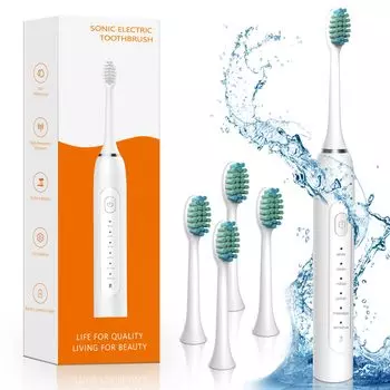 IKERY электрическая 4-щеточная USB 6 вибрирующая зубная щетка для лечения заболеваний пародонта, портативная для начинающих, легкая, IPX7, водонепроницаемая, головки,