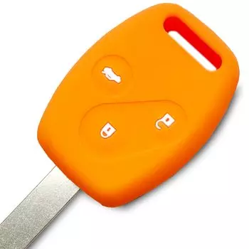 [ИКТ] (Автомобили Хонда) Силиконовый чехол для бесключевых ключей 3 кнопки Оранжевый / Подходит /