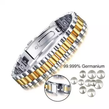 Ikuinen 99,99% браслет из чистого германия для мужчин и женщин, браслет из нержавеющей стали, браслеты-цепочки золотого цвета для мужчин 18CM серебряный/золотой