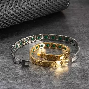 Ikuinen браслет из карбида вольфрама с защитой от царапин, мужской зеленый турмалин золотого цвета, 20/21 см, водонепроницаемые ювелирные изделия 21cm серебряный