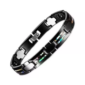 Ikuinen черный браслет с защитой от царапин Homme Shell гематитовые магнитные украшения 10 мм керамический подарок для мужчин чёрный