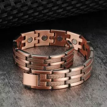 Ikuinen магнитный браслет из чистой меди для мужчин лист пшеницы 13 мм браслет магнит артрит боли мужской энергии ювелирные изделия мужской медный