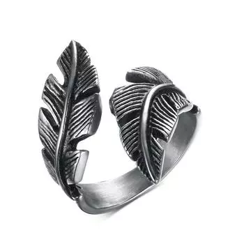 Ikuinen винтажное кольцо с перьями мужские ювелирные изделия из нержавеющей стали в байкерском стиле ручная полировка размеры США 7 8 9 10 11 12 7 серебряный