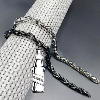 Ikuinen вольфрамовый браслет с защитой от царапин для мужчин, 23 см, форма пивной бутылки, ювелирные изделия из карбида вольфрама, мужские водонепроницаемые черные блестящие звенья серебряный