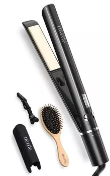 Iletile с помощью выпрямителя для завивки волос Щипцы для завивки волос Прямой отрицательный ион 2way не вызывает пар [Разработано парикмахером] [Взрывается ли] (Глянцевый черный)