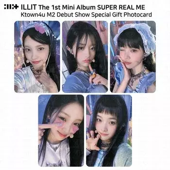 ILLIT 1-й мини-альбом Super Real Me Ktown4u M2 Дебютное шоу Специальная подарочная фотокарта