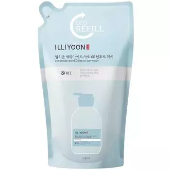 Illiyoon Ceramide Ato 6.0 Средство для мытья волос от макушки до пяток, без запаха, сменный блок, 500 мл, 1 шт.