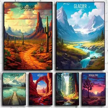 Иллюстрации национального парка. Скандинавская живопись. Печать эстетического плаката. 21cm30cm NoFrame