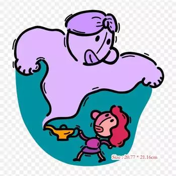 Иллюстрация Аладдина, автомобильный клип, Джинн, термопечать, виниловые нашивки, наклейки для одежды, аппликации «сделай сам», моющиеся нашивки