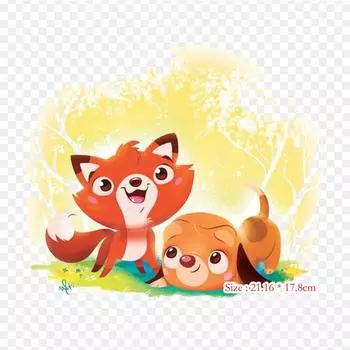 Иллюстрация лисы The Walt Company, мультяшная иллюстрация, термопереносная печать, виниловые нашивки, наклейки для одежды, аппликации «сделай сам», моющиеся нашивки