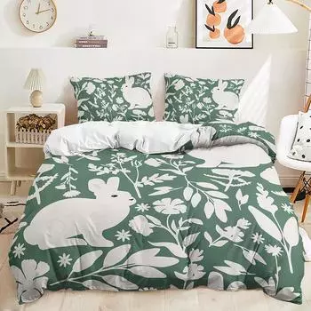 Иллюстрация пододеяльника Кролик Покрывало для кровати Цифровая печать Постельное белье Комплект из трех предметов 135 * 200 (two-piece set) 90g