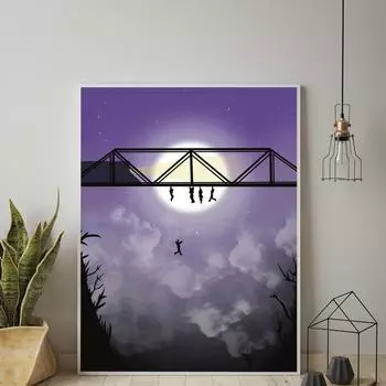 Иллюстрация сцены из фильма «Пропащие ребята» на мосту, классический фильм, настенная живопись, ретро-постеры, принты, картины на холсте для домашнего декора 21x30cm No Framed