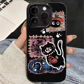 Иллюстрация Спящего Кота Желейный Чехол для Телефона Набор для iPhone 11-16 Pro Max iPhone 15 Pro Max